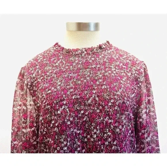 NWT DRAPER JAMES Women Long Sleeve Partially Lined Shirred Red Floral Dress XXL - Picture 2 of 12